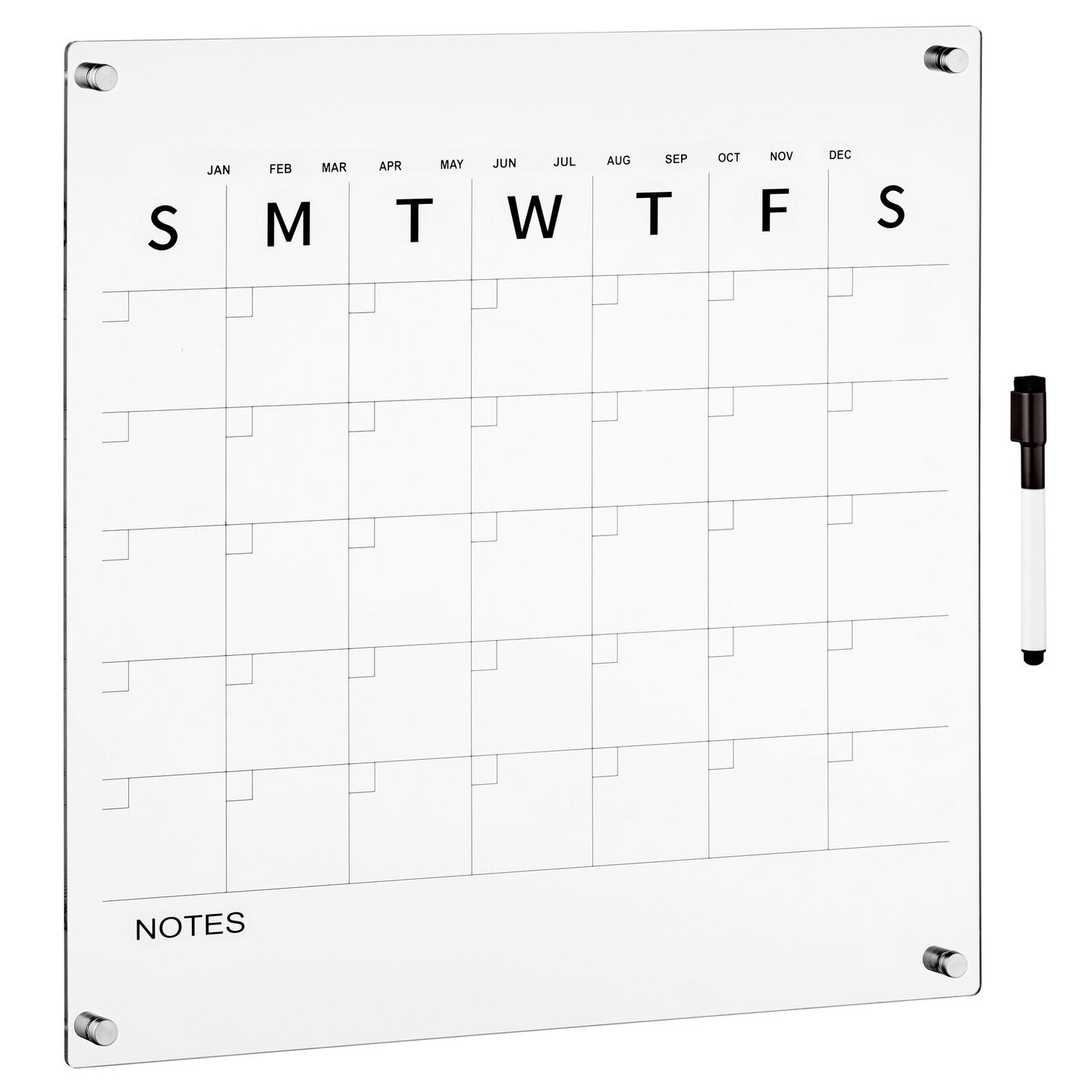 mDesign Square Acrylic Wall Calendar