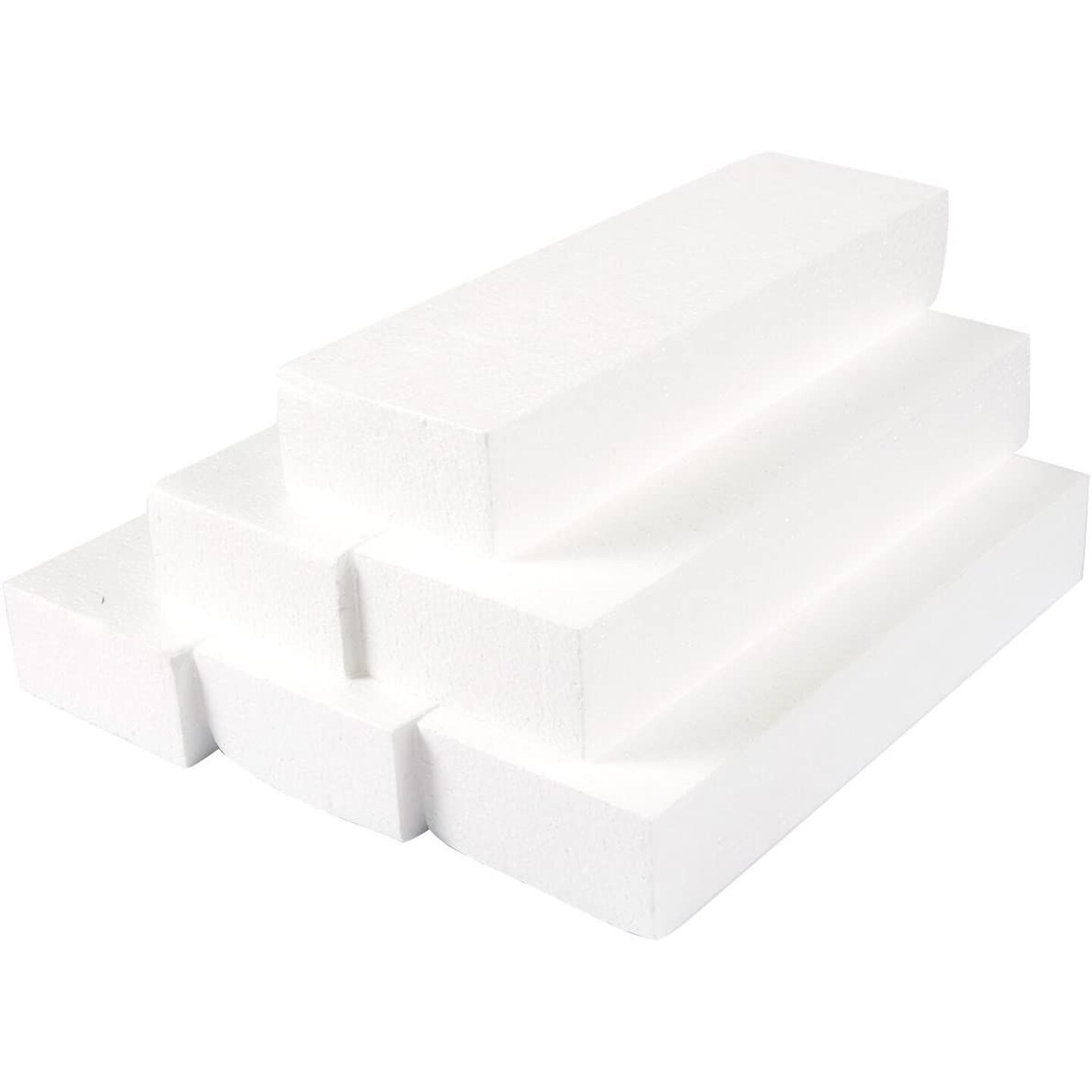 6 Pack Foam Blocks for Crafts - 12x4x2&#x22; Polystyrene Brick Rectangles for Art Sculpting, Flower Arrangements, DIY, Packing
