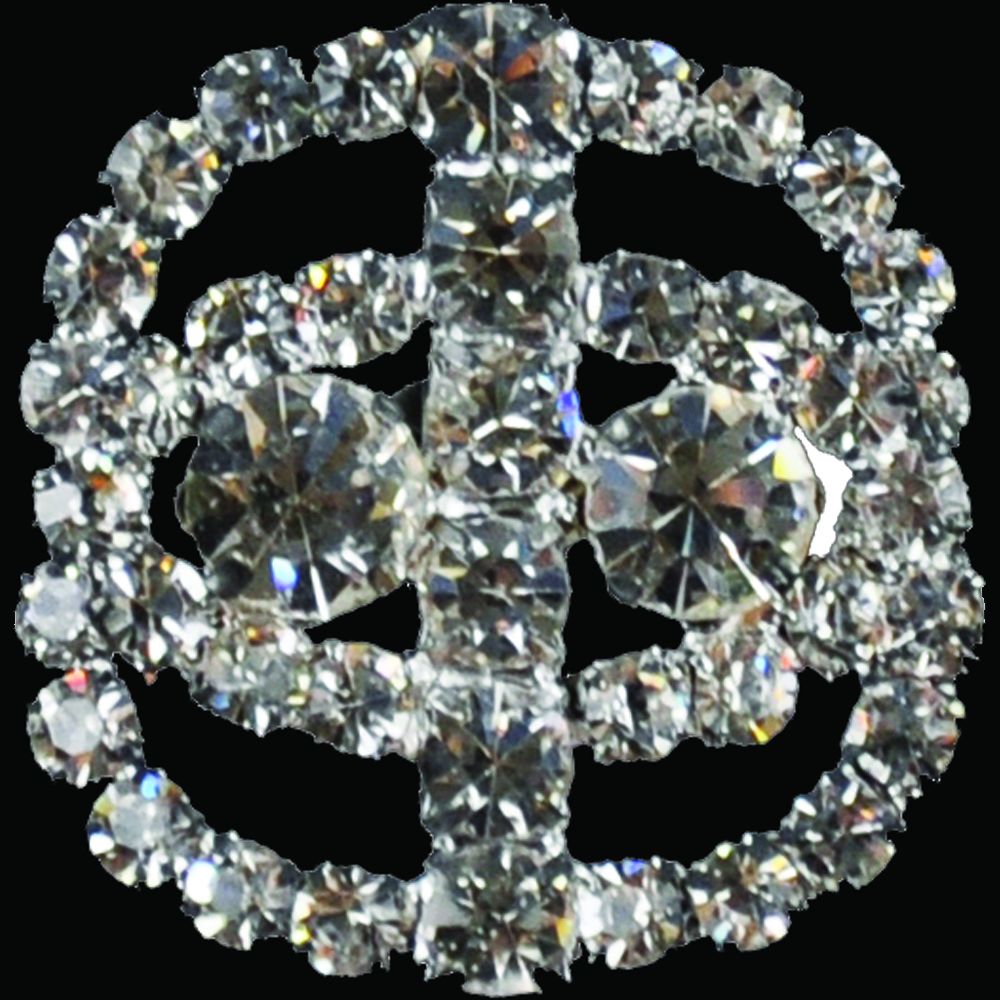 Belagio Rhinestone Shank Button, 0.75&#x22;&#x22; Diameter, 1 Piece, Double Circle Design, Silver/Crystal