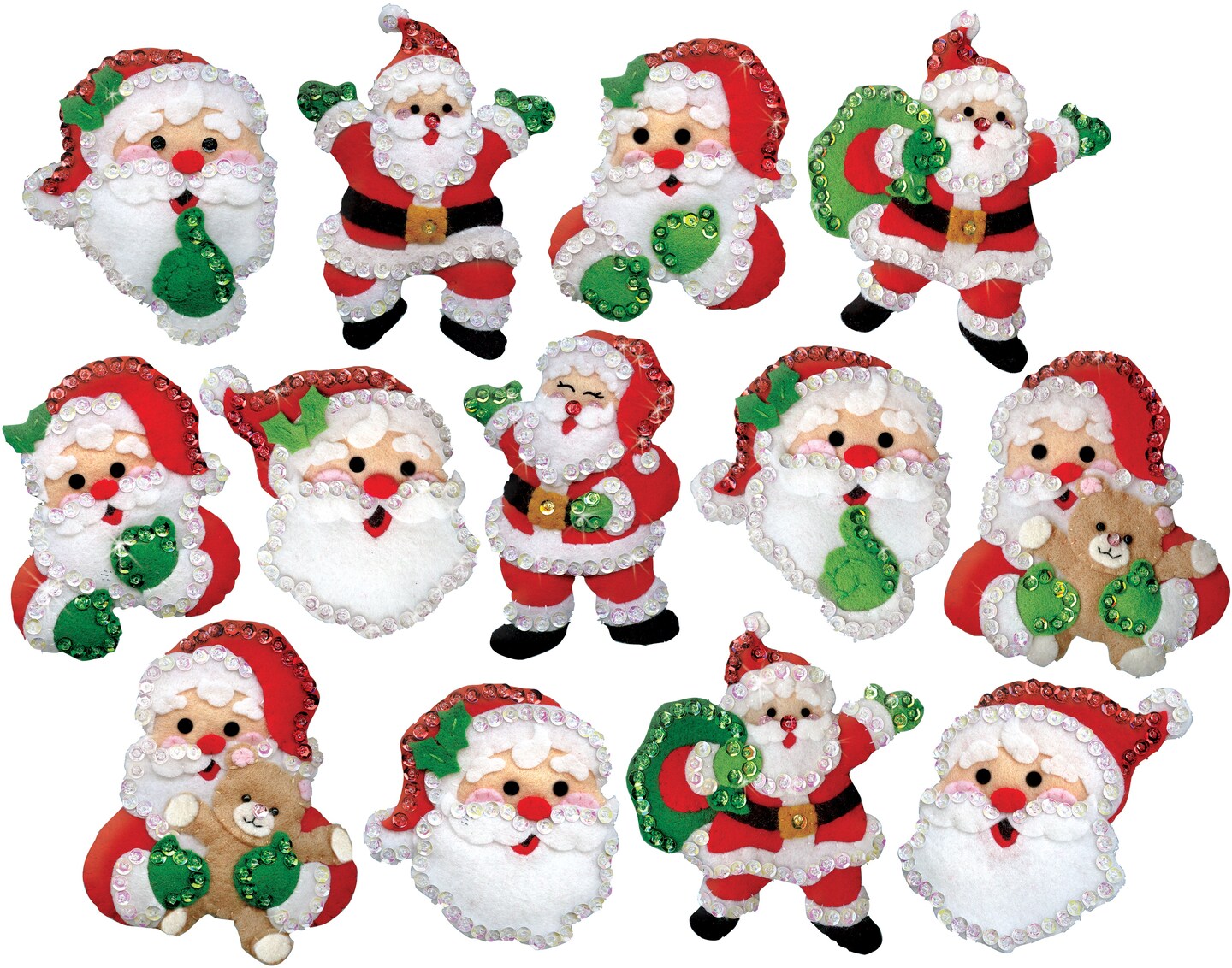 Design Works Felt Ornament Applique Kit Set Of 13-Joyful Santa
