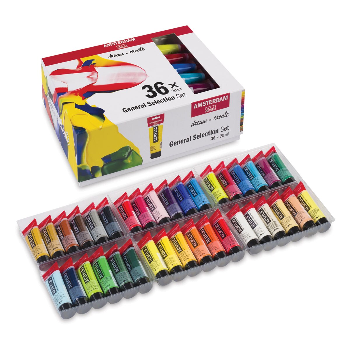 Amsterdam Standard Series Acrylics - Set of 36, Assorted Colors, 20 ml Tubes