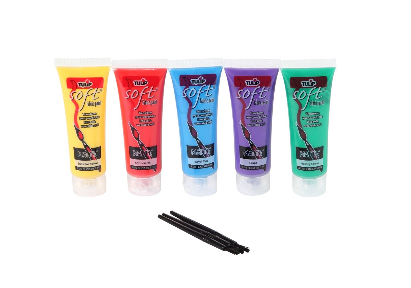 Brush-On Fabric Paint Squeezable Tube 5 Pack