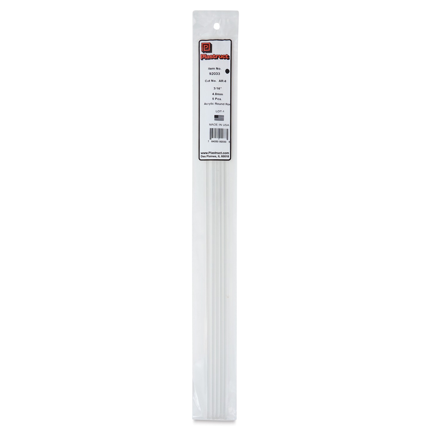 Plastruct Clear Acrylic Rod - 3/16&#x22; x 17-1/2&#x22;