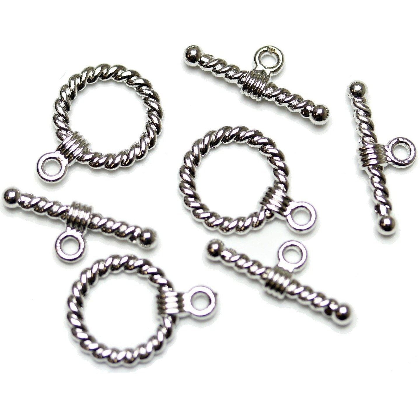 Rope Toggle Clasp Silver Tone Plated