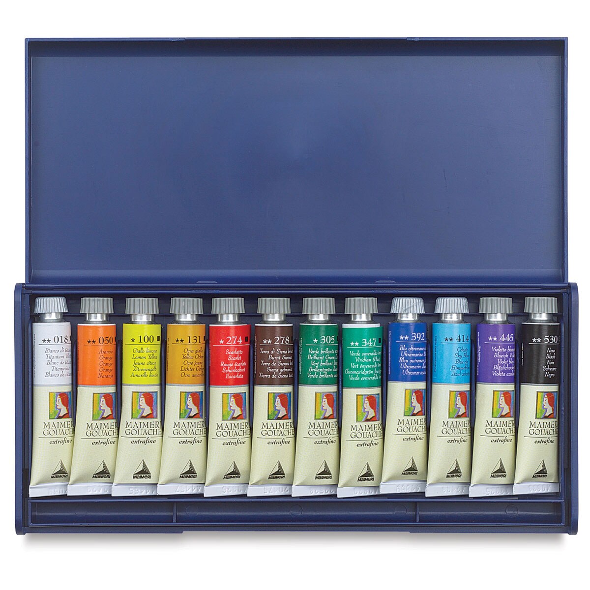 Maimeri Artist Gouache Plastic Box Set - Set of 12 Colors, 20 ml tubes