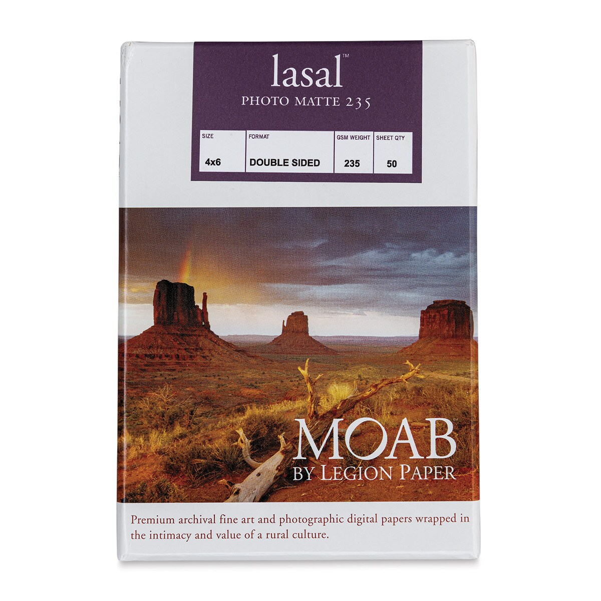 Legion Moab Lasal Photo Paper - Matte, 4&#x22; x 6&#x22;, Pkg of 50