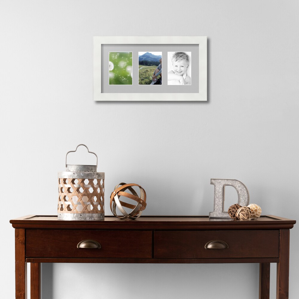 ArtToFrames Collage Photo Picture Frame with 3 - 3.5x5 inch Openings, Framed in White with Over 62 Mat Color Options and Regular Glass (CSM-3966-29)
