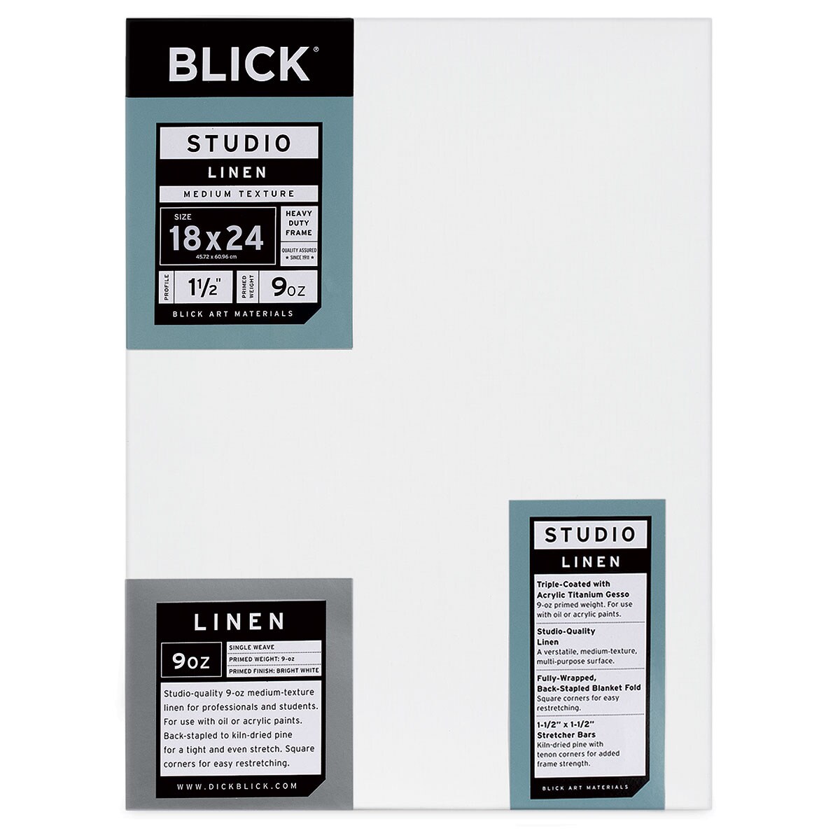 Blick Studio Linen Stretched Canvas - 18&#x22; x 24&#x22;, Gallery 1-1/2&#x22; Profile