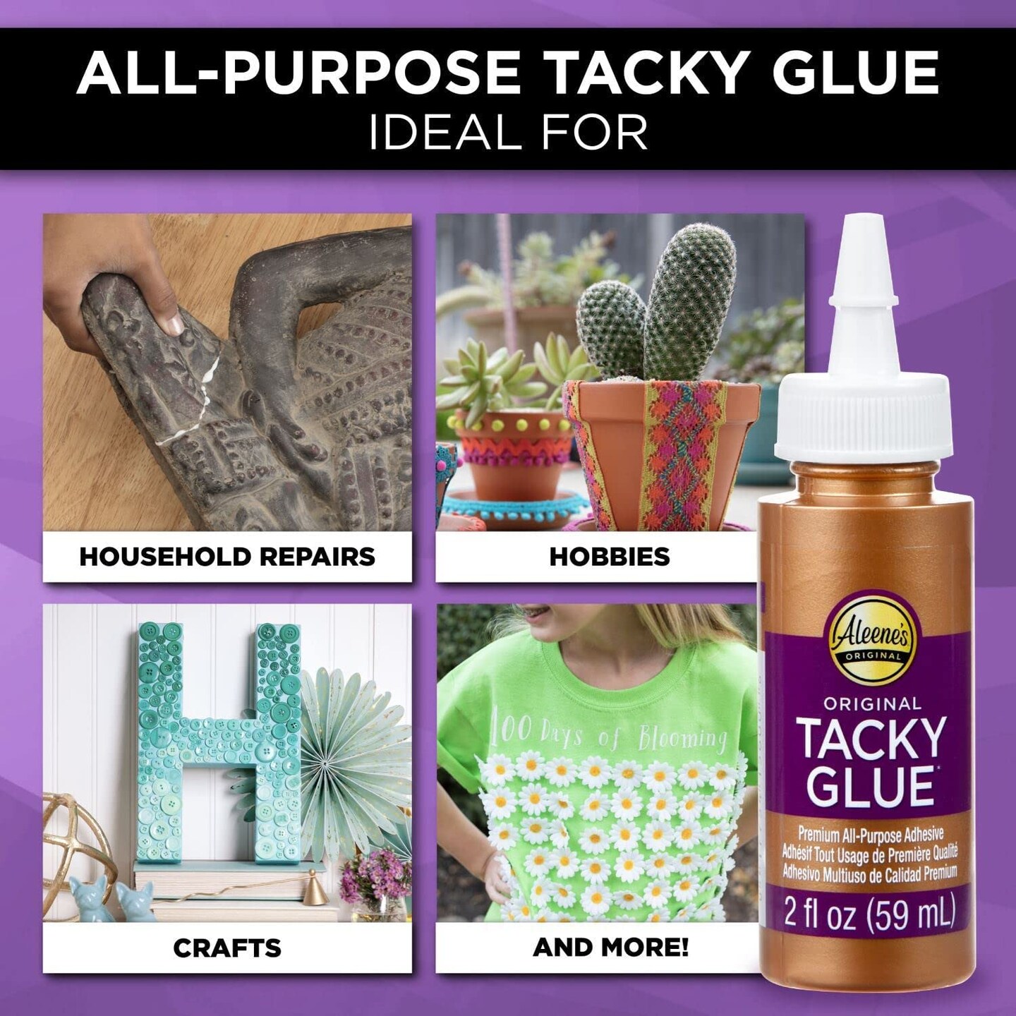 Aleene&#x27;s Original 2 fl. oz. 6-Pack, America&#x27;s Favorite Tacky Glue, 6 Pack, Ideal for Slime, Crafts and School Projects