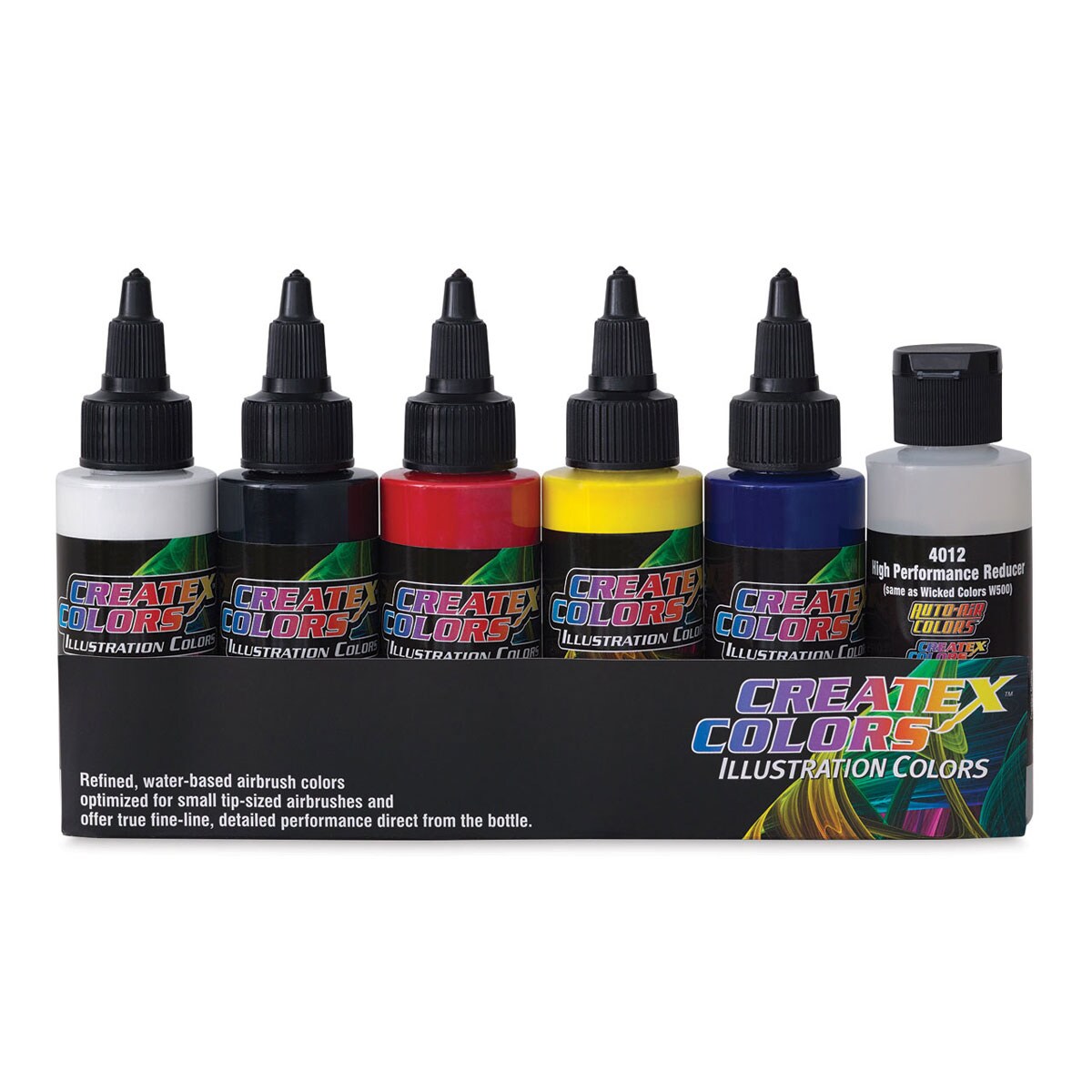 Createx Illustration Colors - Opaque Primary Colors, Set of 6, 2 oz