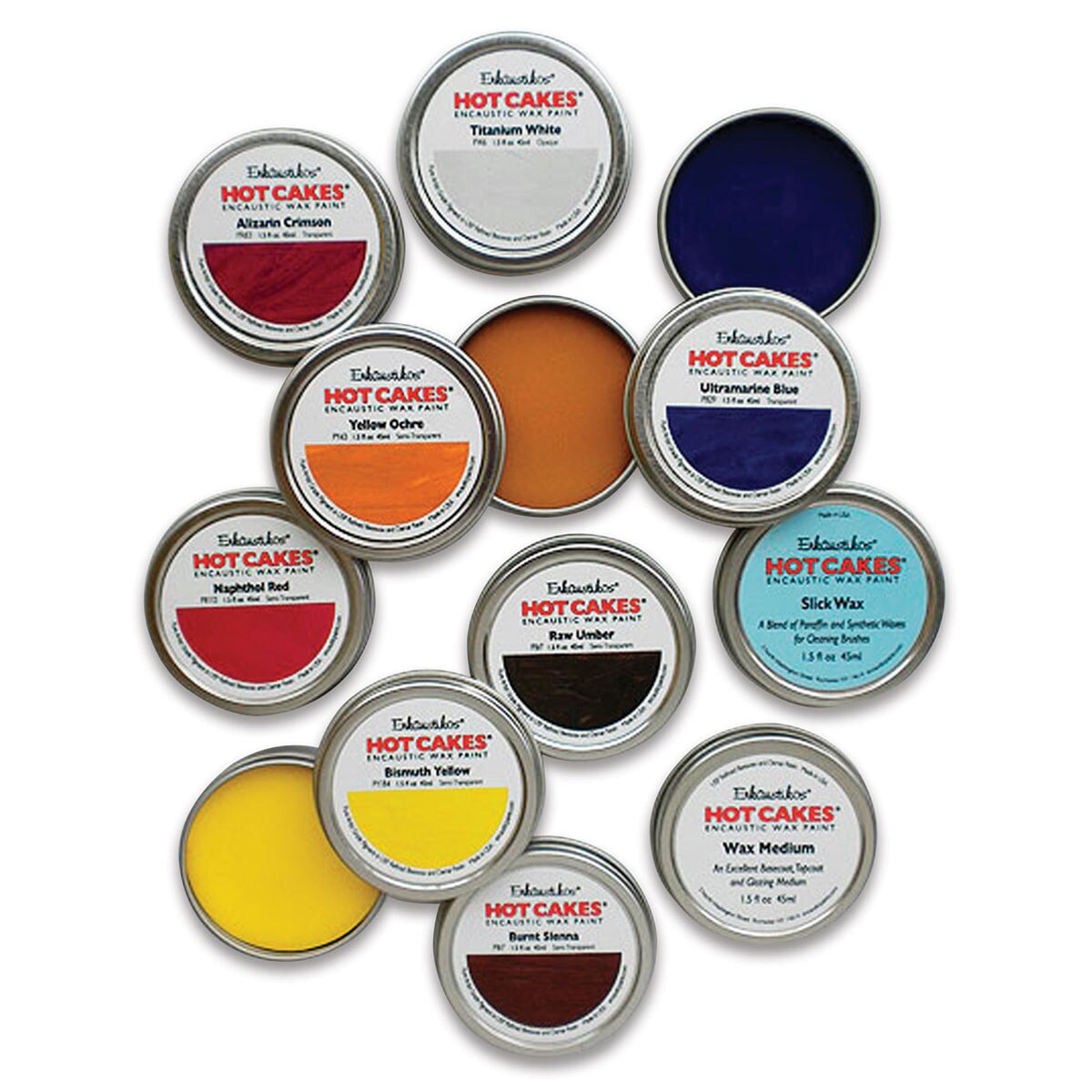 Enkaustikos Hot Cakes Encaustic Paint - Set of 8, Academy Colors, 45 ml tins