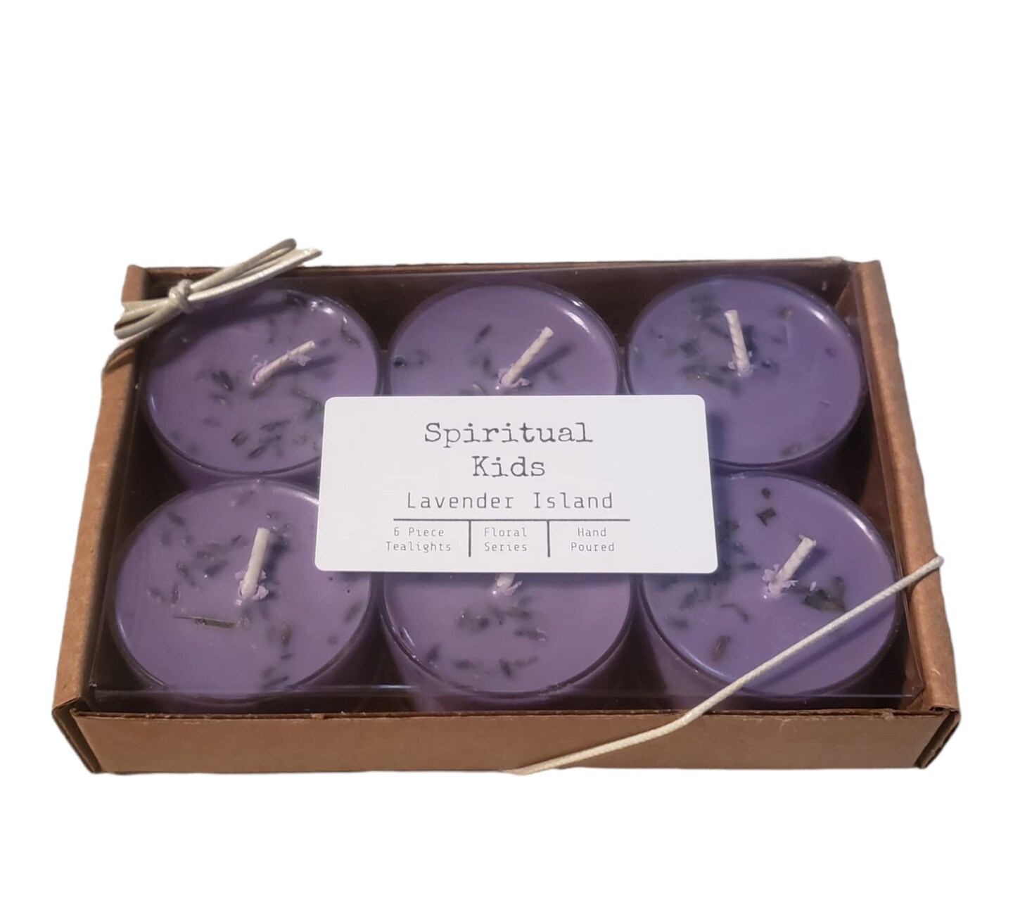 Lavender Island All Natural Soy Wax Tealights 6 Count Hand Poured with Fragrant/Essential Oils and Dried Lavender