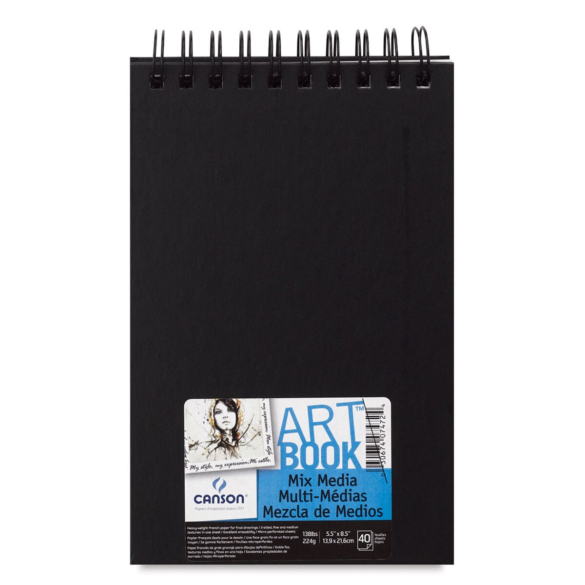 Canson Mix Media Spiral Bound Art Book - 10" x 7", Portrait, 40 Sheets