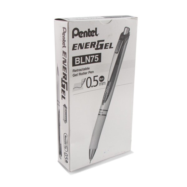 EnerGel Pearl Retractable (0.5mm) Needle Tip, Fine Line, Black Accent, Black Ink