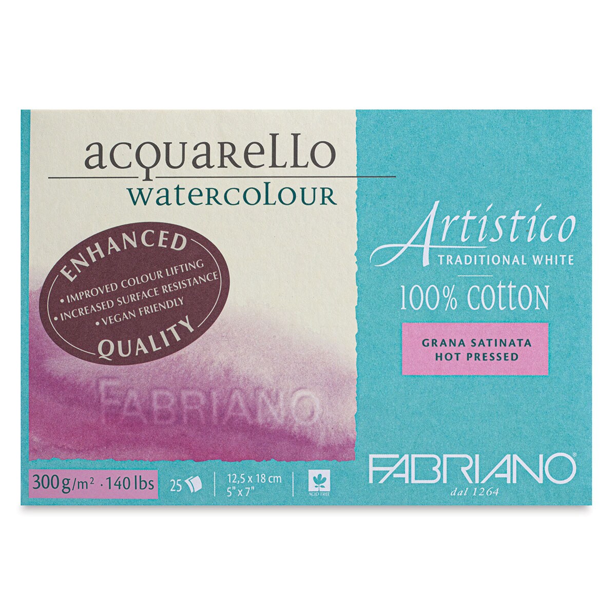 Fabriano Artistico Enhanced Watercolor Block - Traditional White, Hot Press, 5&#x22; x 7&#x22;