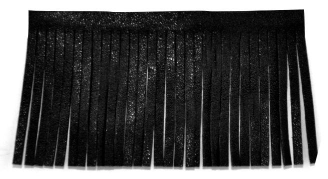 Belagio Faux Leather Fringe Trim, 2&#x22; Wide, 25-Yard Bolt, Black