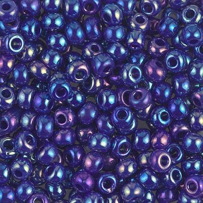 Miyuki 6 Round Seed Bead, 6-484, Opaque Cobalt AB (was 414R), 10 grams