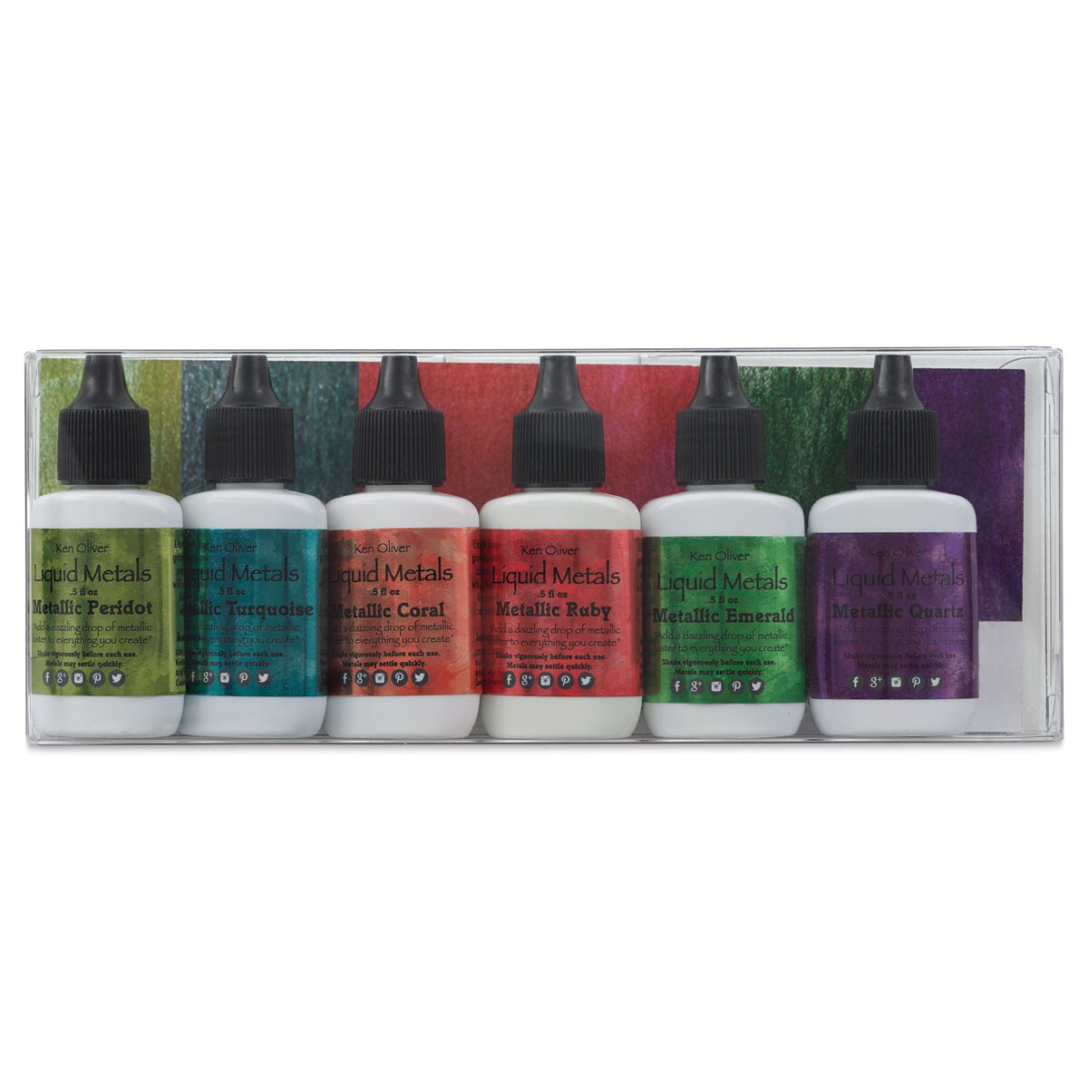 Liquid Metals Watercolor - Set of 6, Simmering Gems