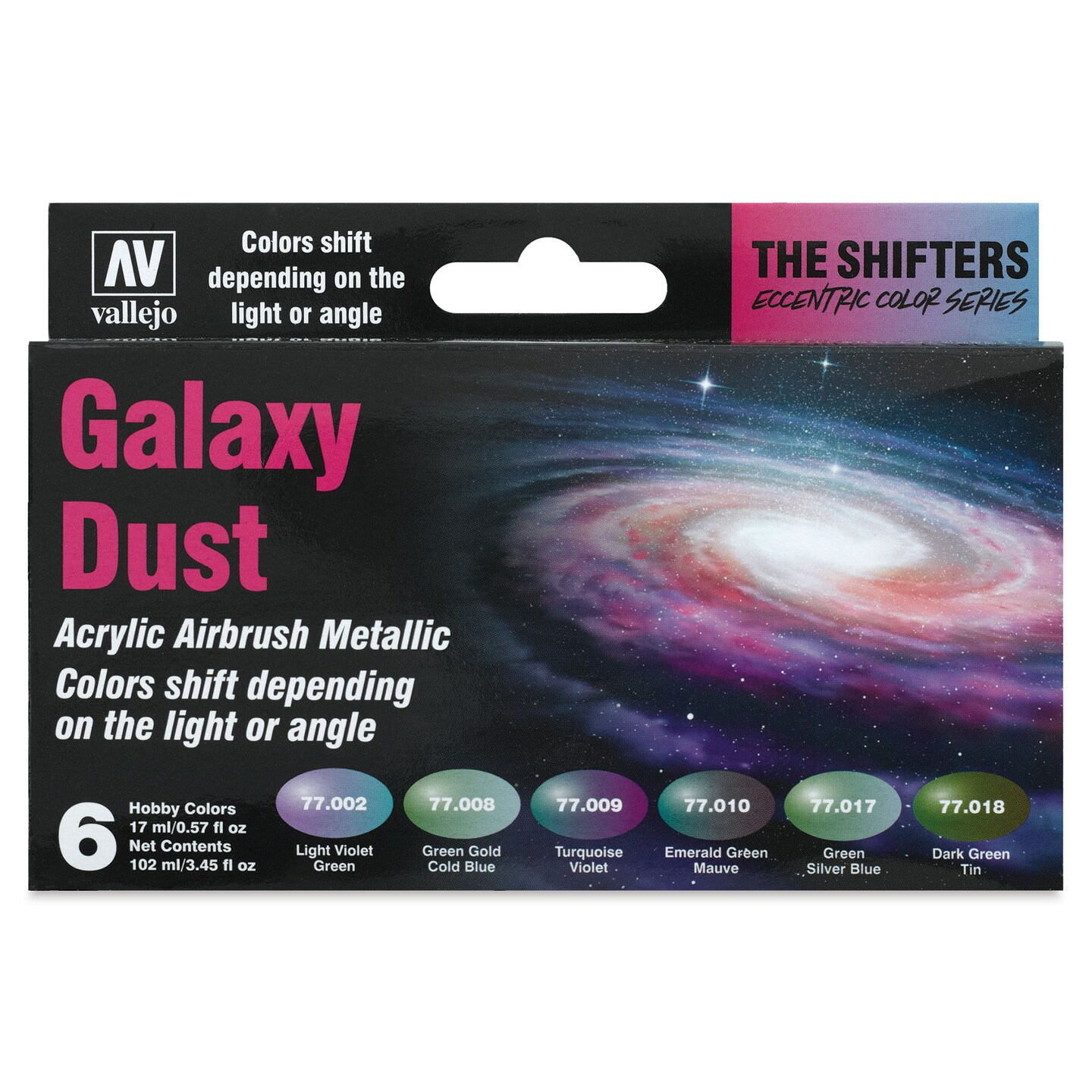Vallejo The Shifters Eccentric Color Series Acrylic Airbrush Colors - 17 ml, Set of 6, Galaxy Dust