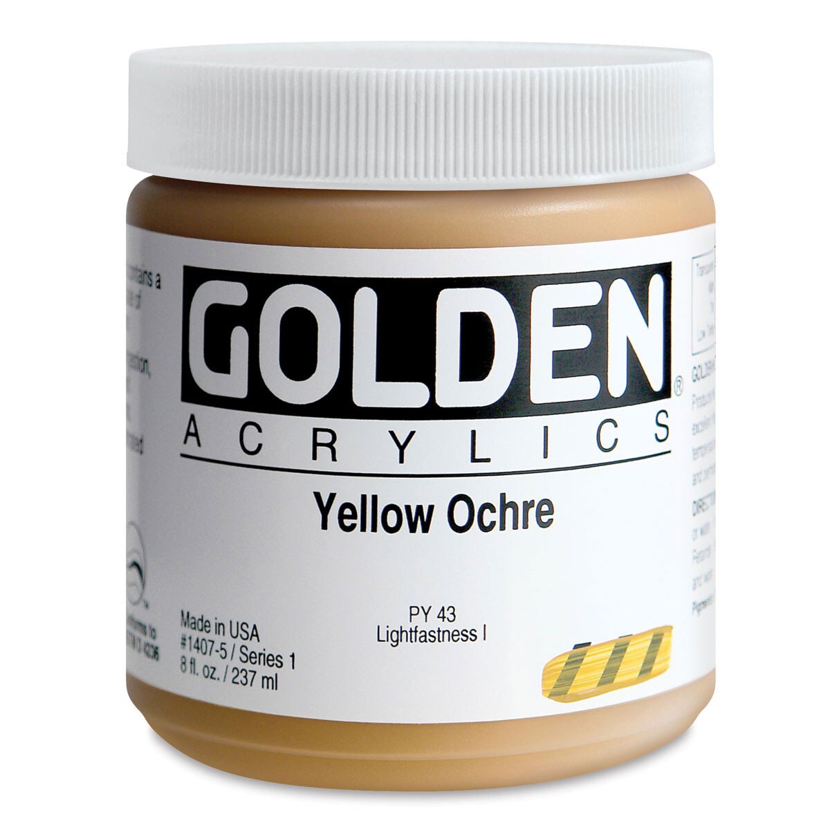 Golden Heavy Body Artist Acrylics - Yellow Ochre, 8 oz Jar