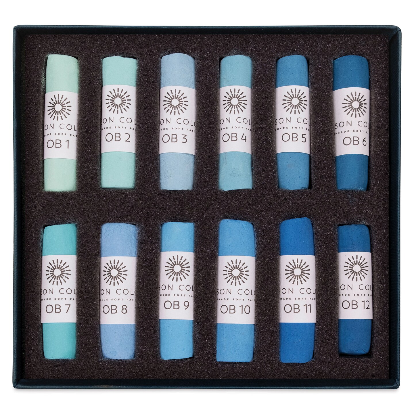 Unison Handmade Pastels - Ocean Blue Colors, Set of 12, Full Stick
