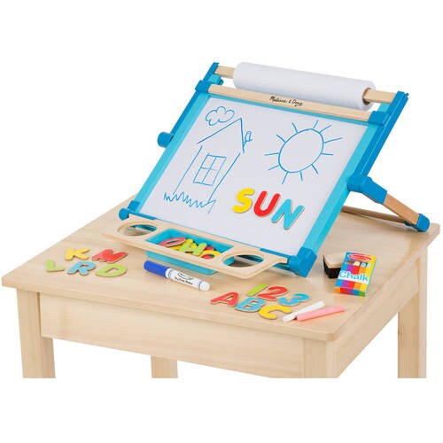 Melissa &#x26; Doug Double Sided Magnetic Tabletop Art Easel Dry Erase Chalk Board