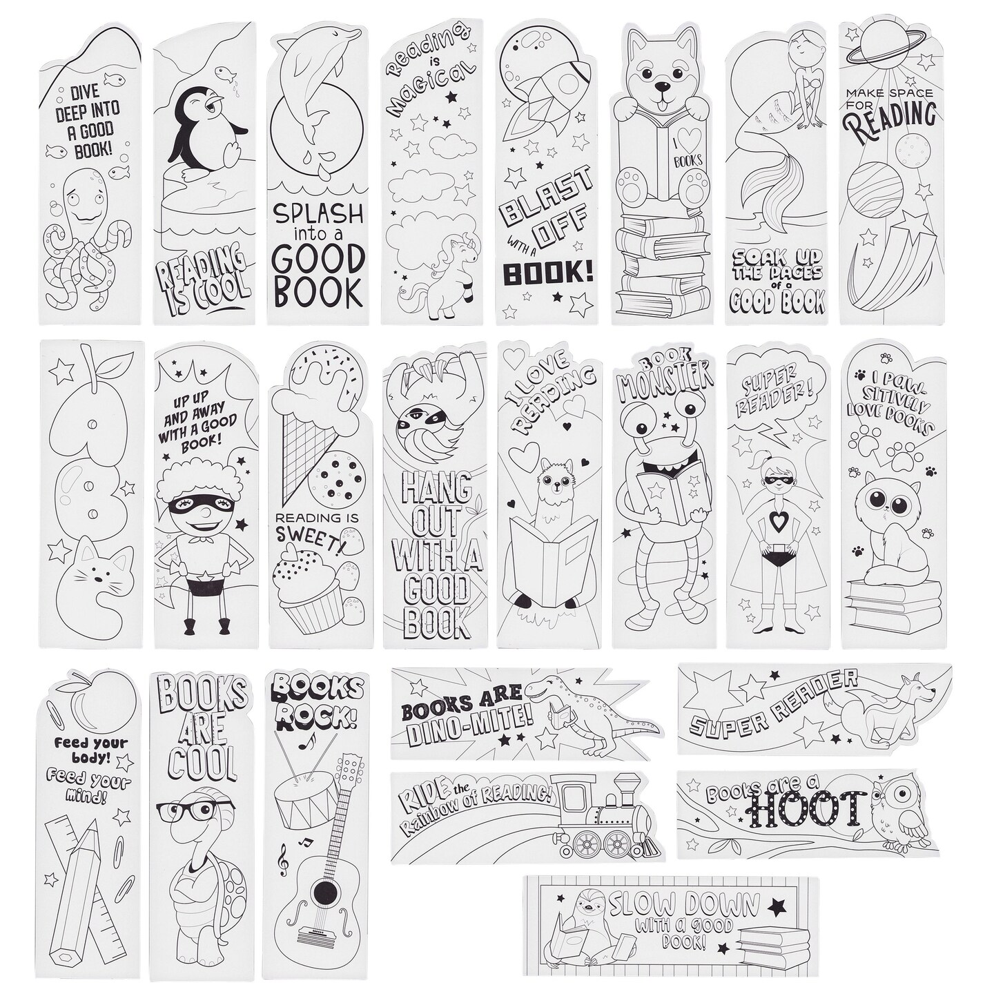 24 Pack Color Your Own Bookmarks For Kids Students DIY Classroom Art