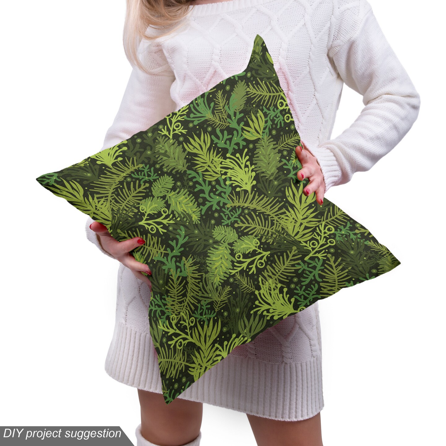 Ambesonne Sage Fabric by The Yard, Evergreen Christmas Tree Coniferous Fir Pine Leaves Retro Seasonal Forest, Decorative Fabric for Upholstery and Home Accents, 10 Yards, Olive Green