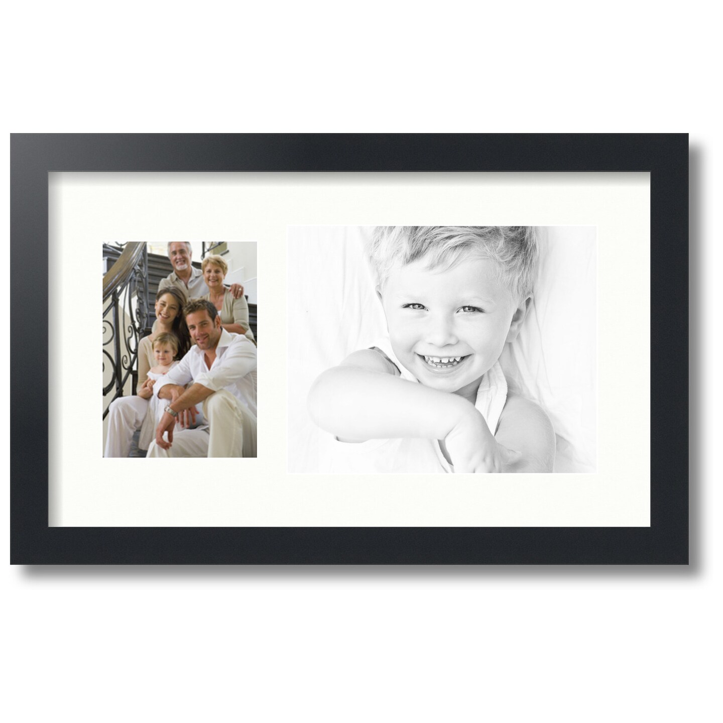ArtToFrames Collage Photo Picture Frame with 1 - 5x7, 8x10 inch Openings, Framed in Black with Over 62 Mat Color Options and Regular Glass (CSM-3926-166)