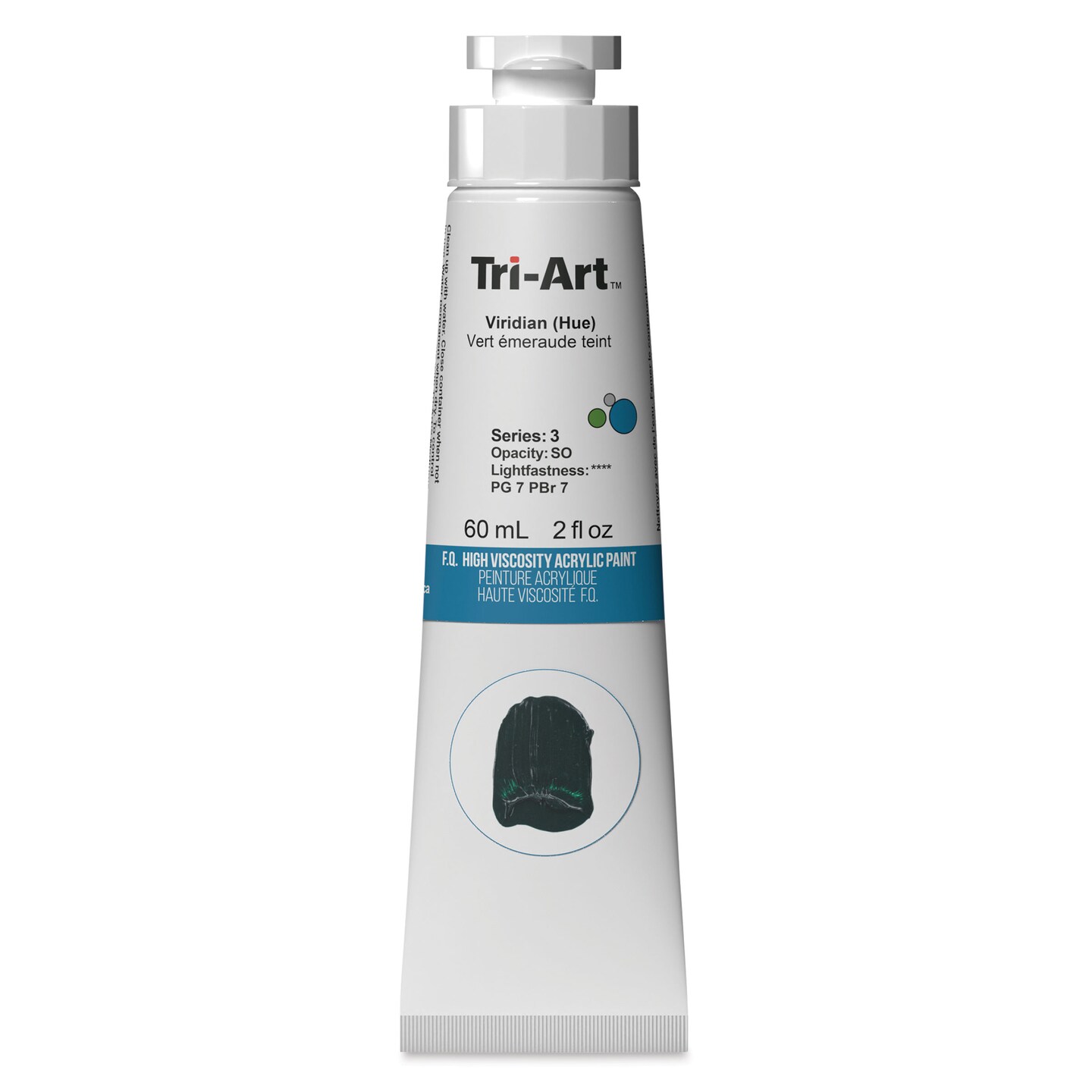 Tri-Art High Viscosity Artist Acrylic - Viridian Hue, 60 ml tube