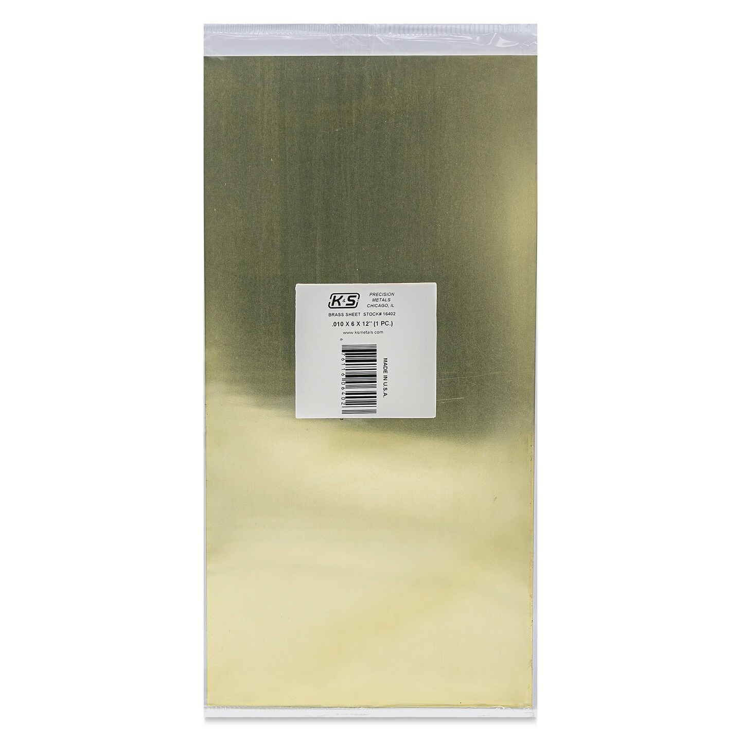 K&#x26;S Metal Sheets - Brass, 6&#x22; x 12&#x22;, 0.01&#x22; Thick