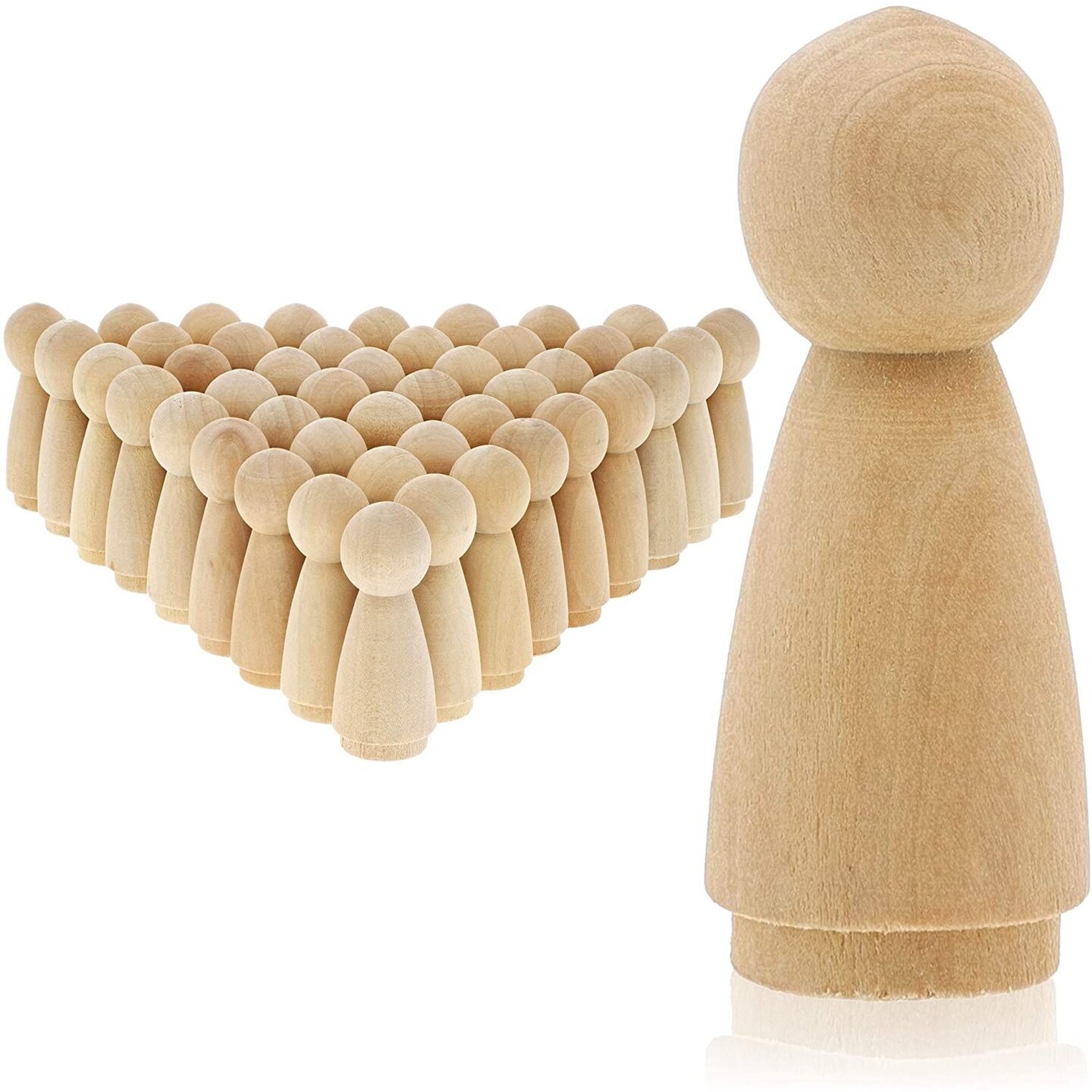 50 Pack Small Unfinished Wooden Peg People for DIY Crafts, Doll Kit for Painting and Decorating (2 In)