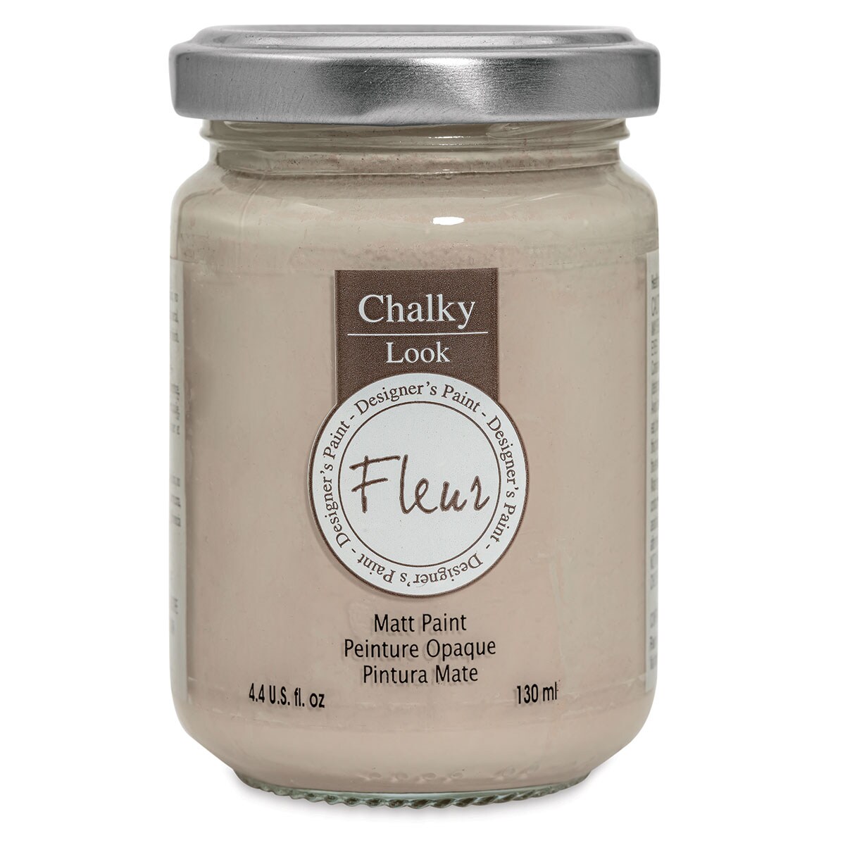 Fleur Chalky Look Paint - James Taupe, 4.4 oz jar