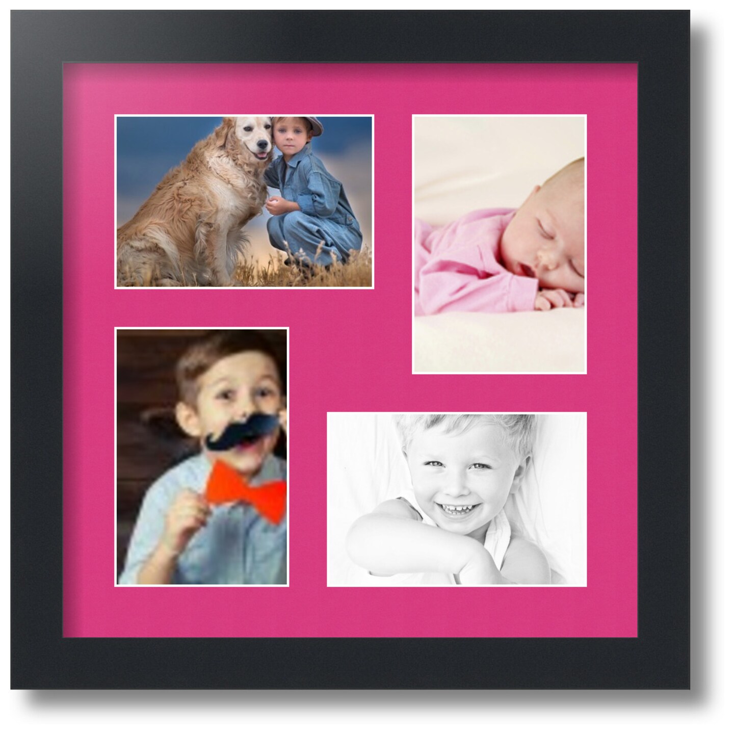 ArtToFrames Collage Photo Picture Frame with 4 - 4x6 inch Openings, Framed  in Black with Over 62 Mat Color Options and Plexi Glass (CSM-3926-14)