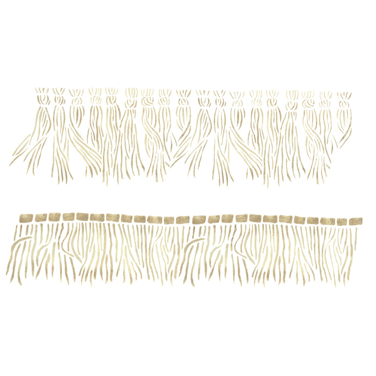 Two Different Fringe and Tassel Wall Stencil | 2865 by Designer Stencils | Pattern Stencils | Reusable Stencils for Painting | Safe &#x26; Reusable Template for Wall Decor | Try This Stencil Instead of a Wallpaper | Easy to Use &#x26; Clean Art Stencil Pattern