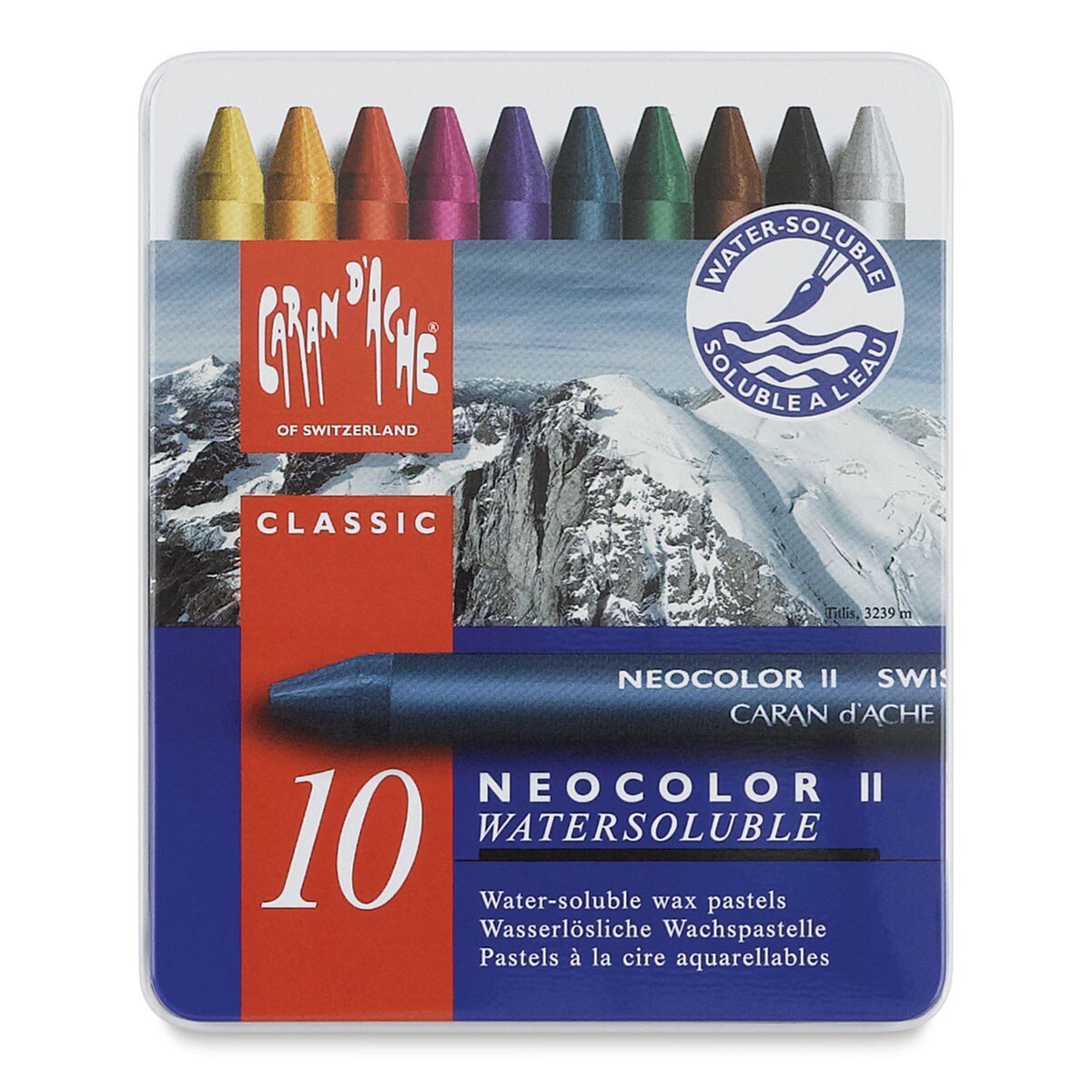 Caran d&#x27;Ache Neocolor II Aquarelle Artists&#x27; Pastel Set - Assorted Colors, Set of 10