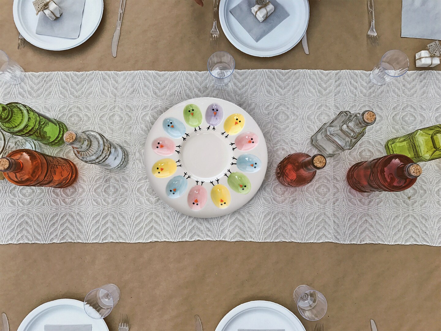 11&#x22; Easter Colorful Chick 12-Egg Holding Deviled Egg Serving Plate Platter