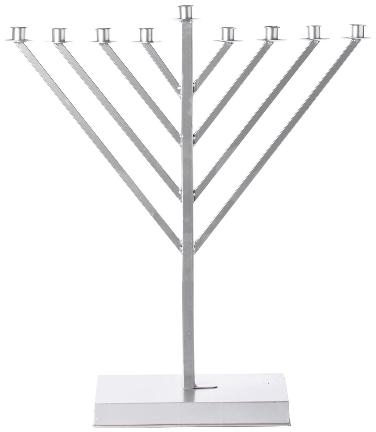 Large Metal Silver Coated Hanukkah Menorah For Synagogue