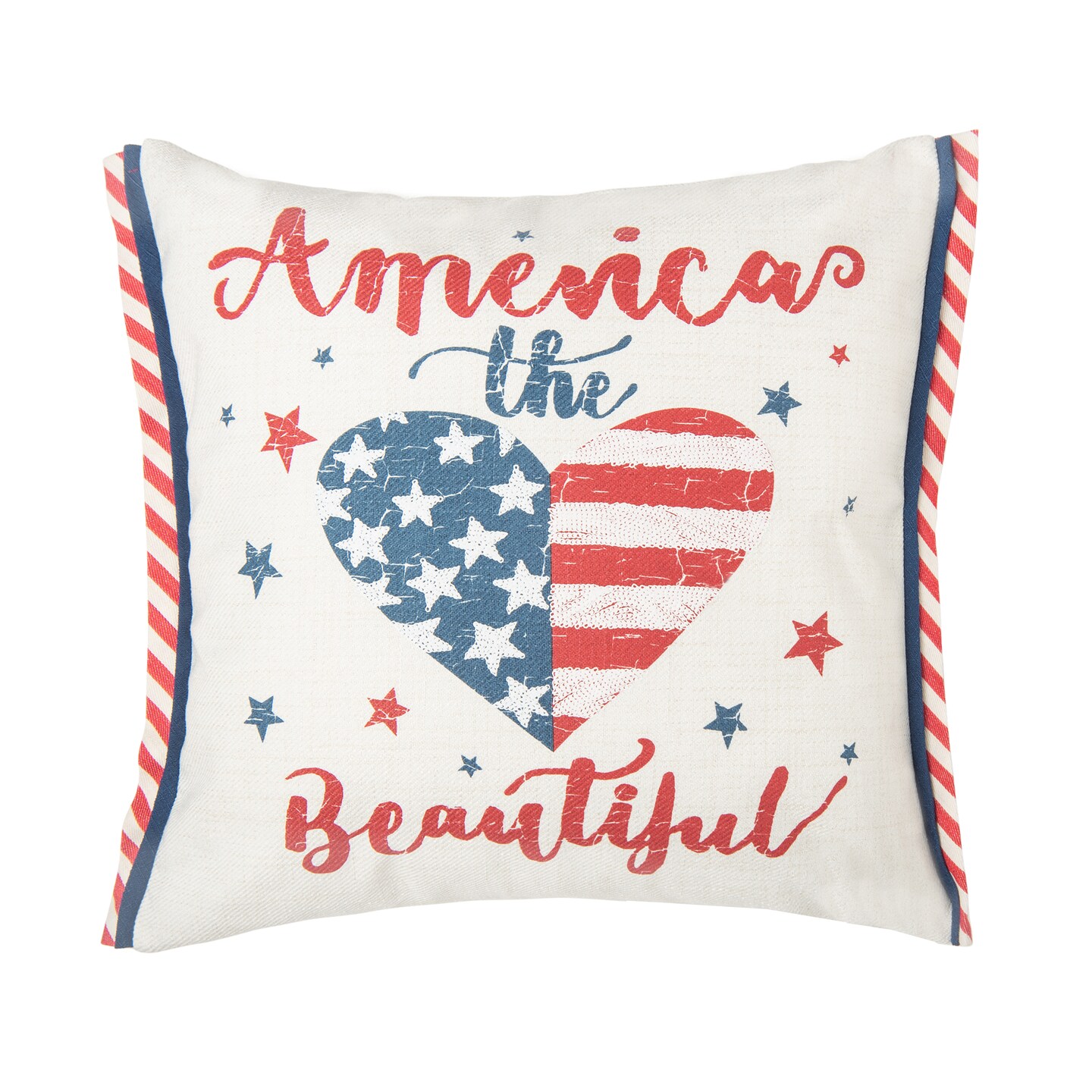 Patriotic "America the Beautiful" Embroidered Accent Throw Pillow, 18" x 18"