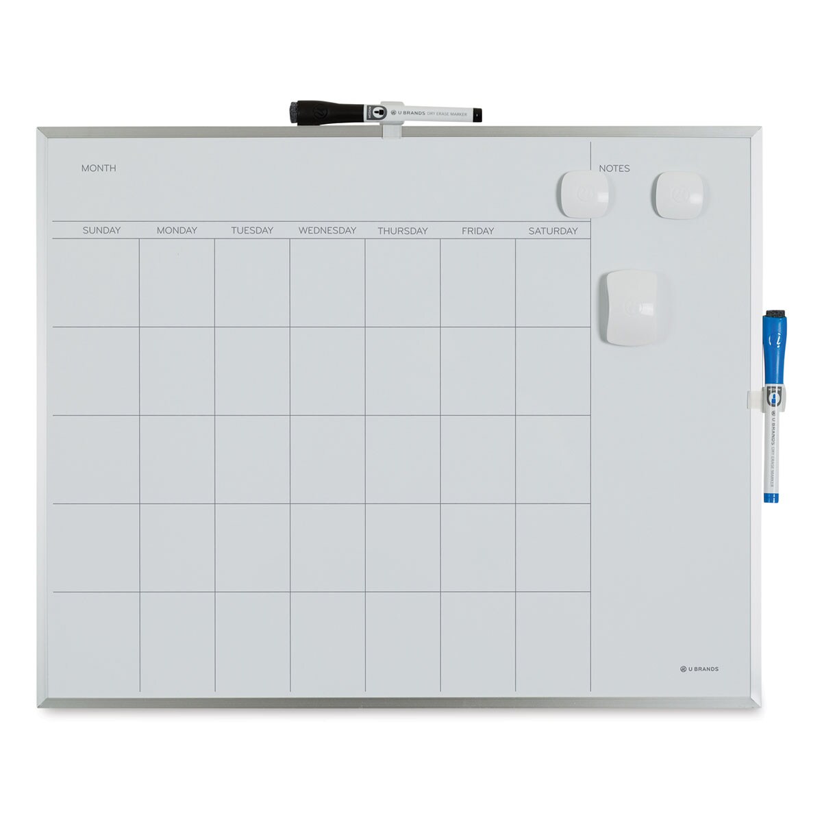 U Brands Silver Frame Weekly Calendar White Board - Month