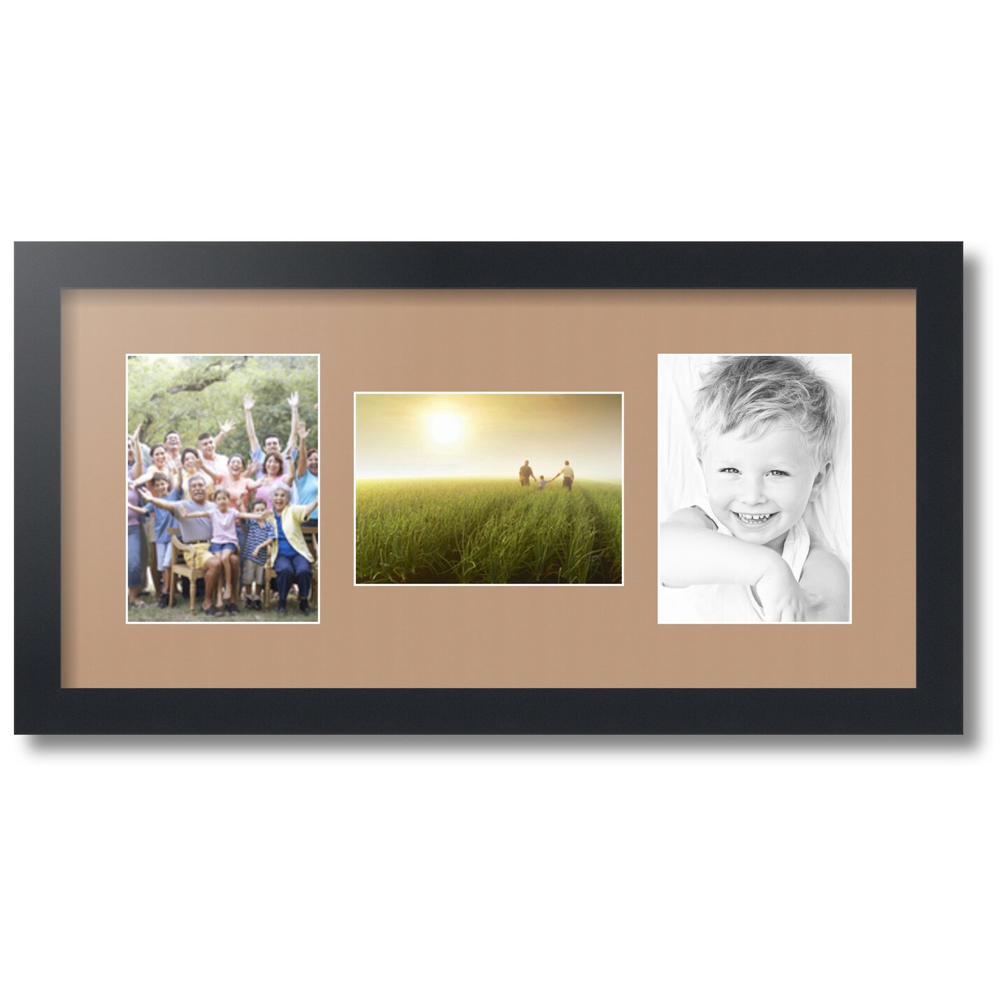 ArtToFrames Collage Photo Picture Frame with 3 - 5x7 inch Openings, Framed in Black with Over 62 Mat Color Options and Plexi Glass (CSM-3926-114)