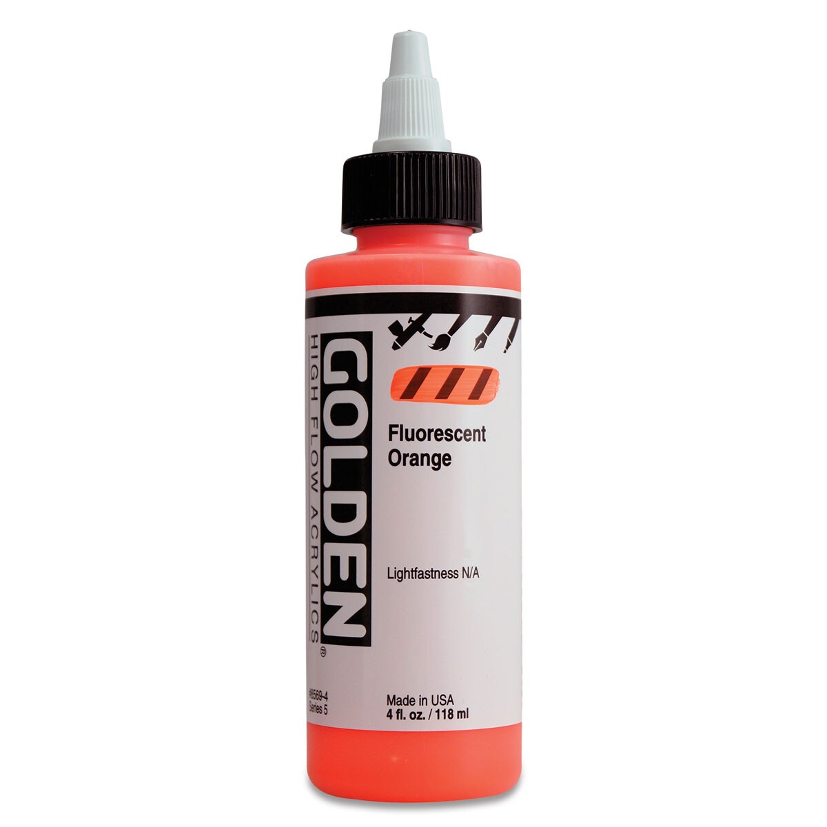 Golden High Flow Acrylics - Fluorescent Orange, 4 oz bottle