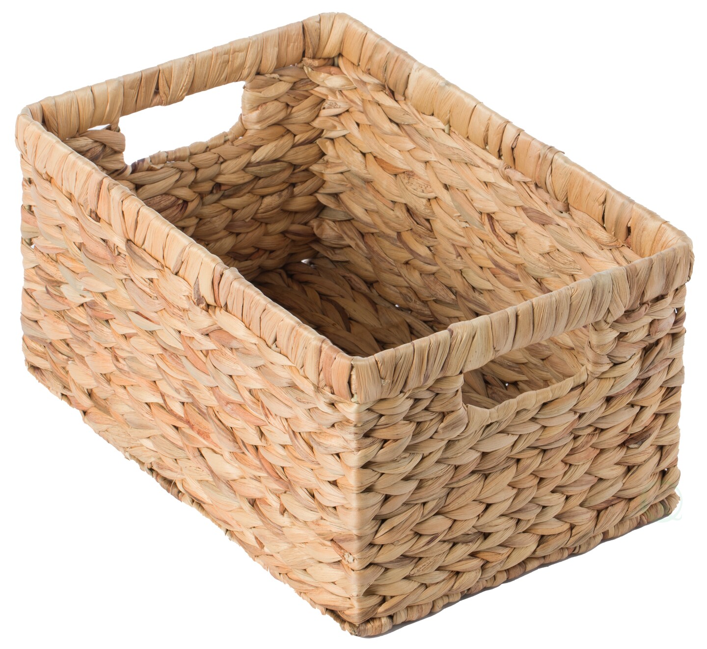 Natural Woven Water Hyacinth Wicker Rectangular Storage Bin Basket with Handles