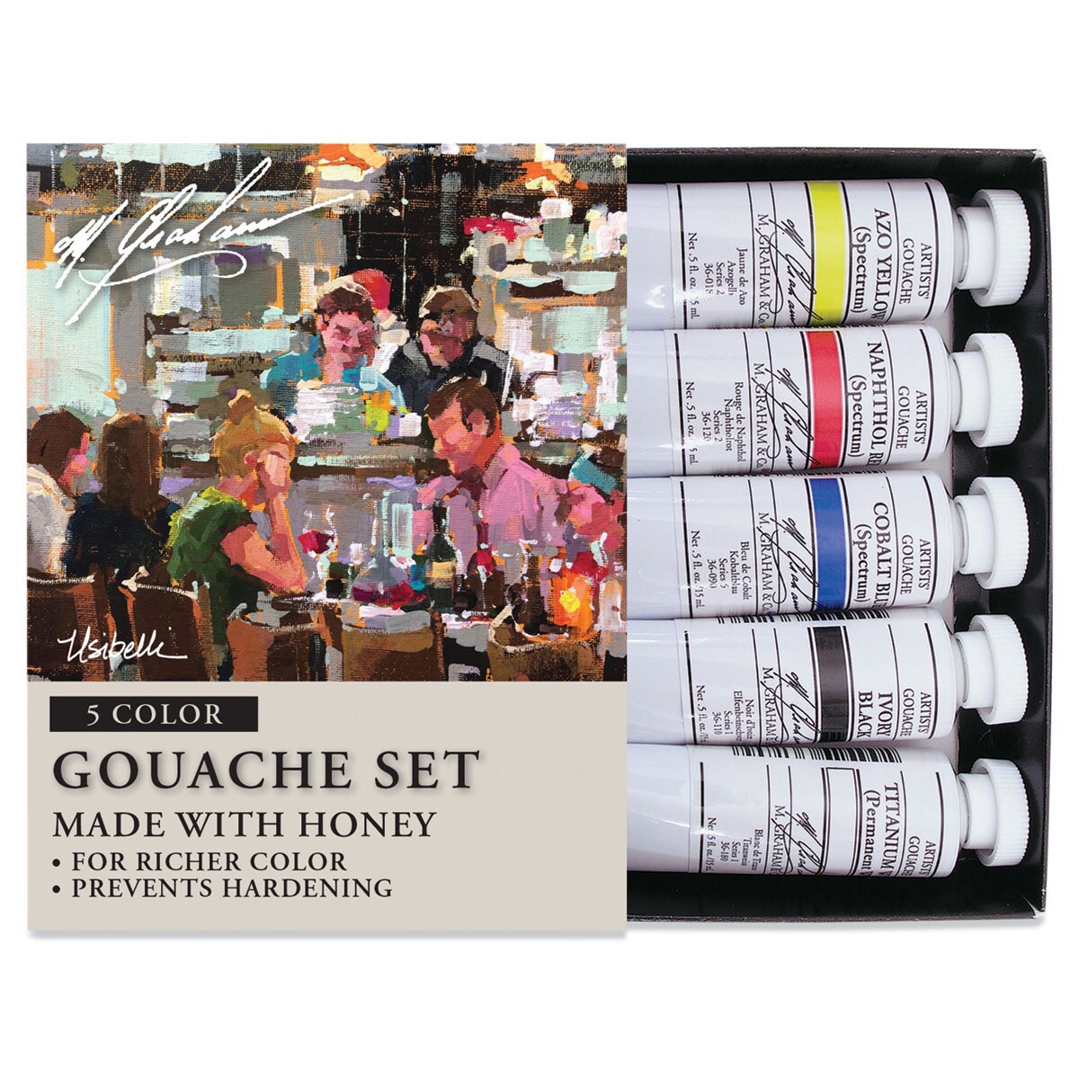 M. Graham Artists&#x27; Gouache - Basic Set, Set of 5 colors, 15 ml tubes