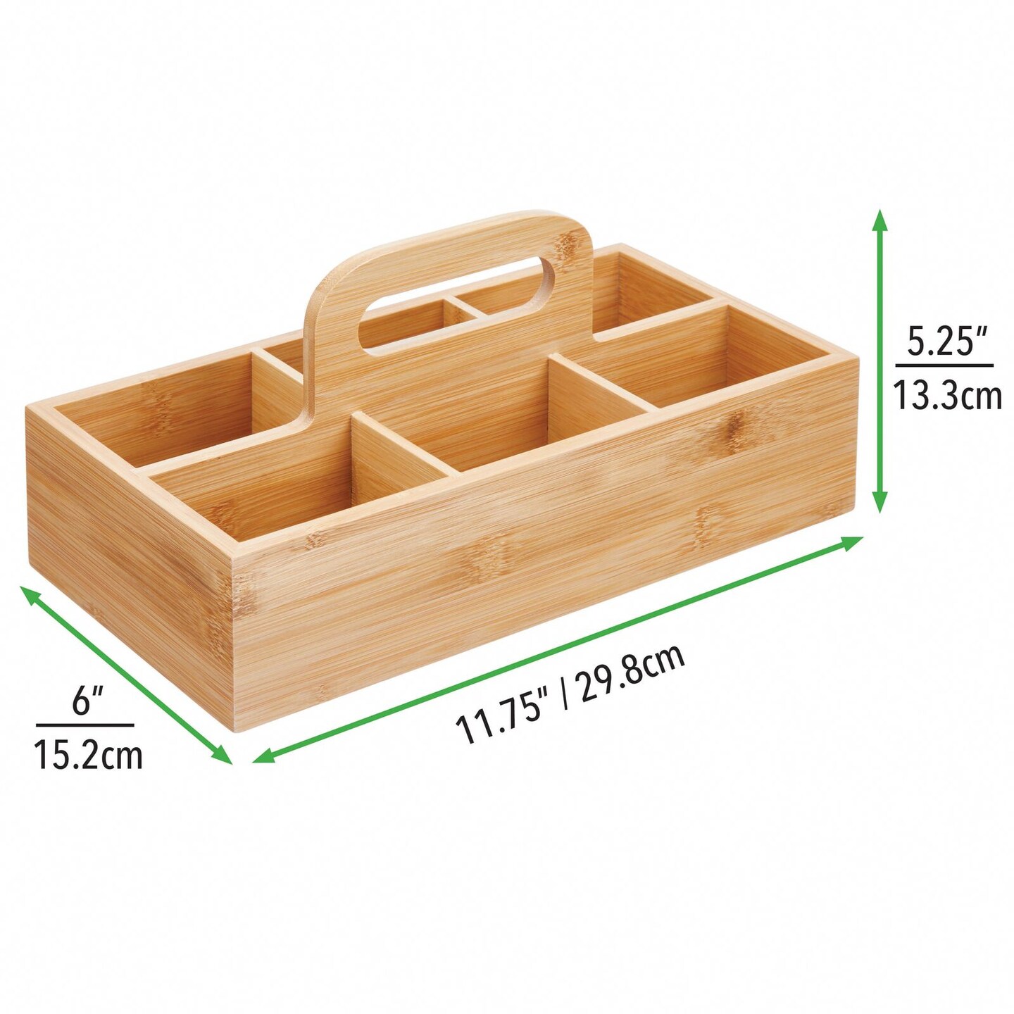 mDesign Bamboo Wood Tea Storage Organizer Caddy Tote Bin, with Handle - Natural