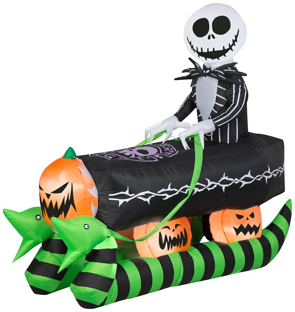 6.5' Gemmy Airblown Jack Skellington Coffin Sleigh Scene 228874