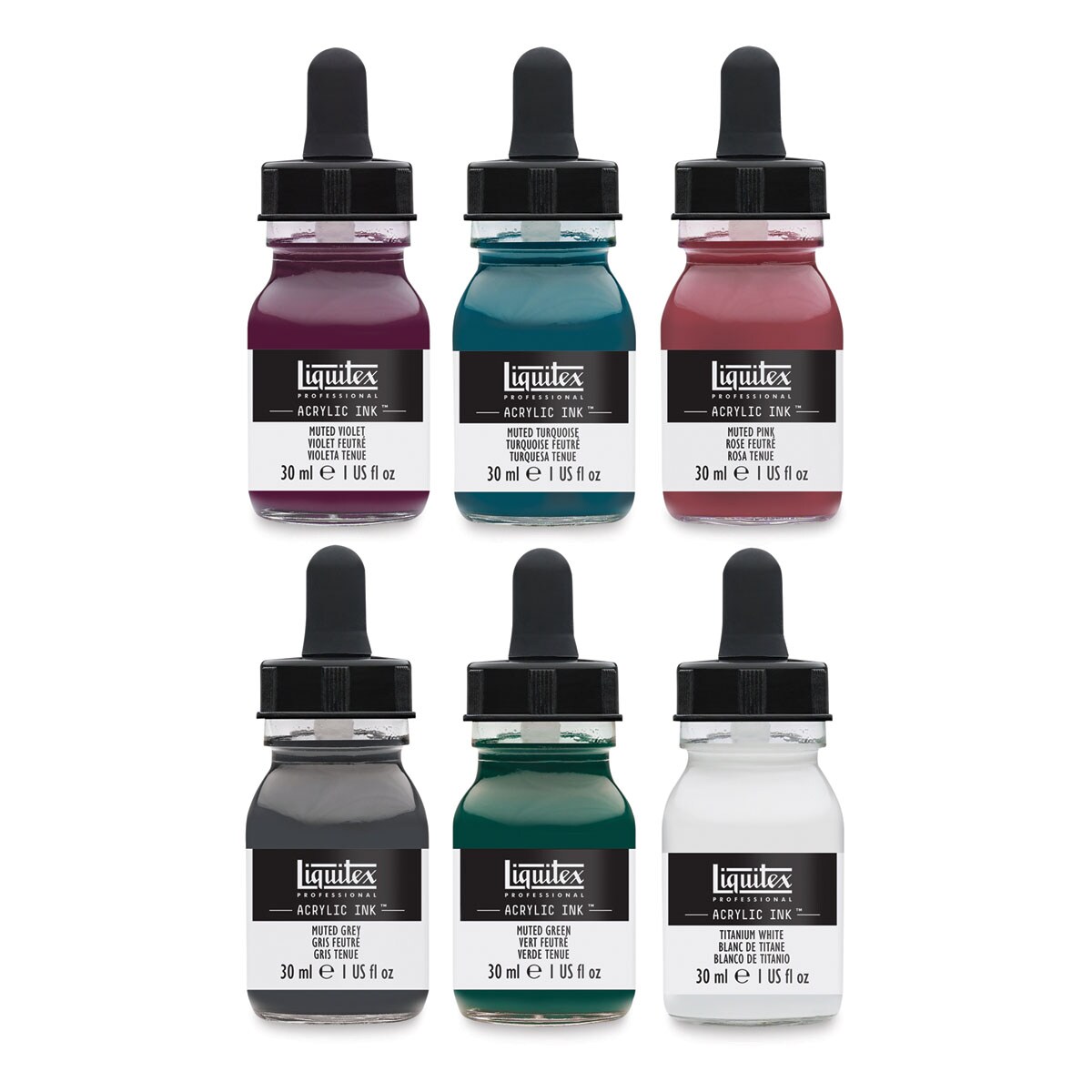 Liquitex Professional Acrylic Inks - Muted Colors, Set of 6