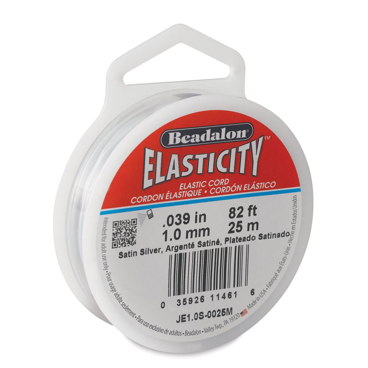 Beadalon Elasticity Stretch Cord, 0.8 mm / .032 in, Black, 100 m / 328 ft