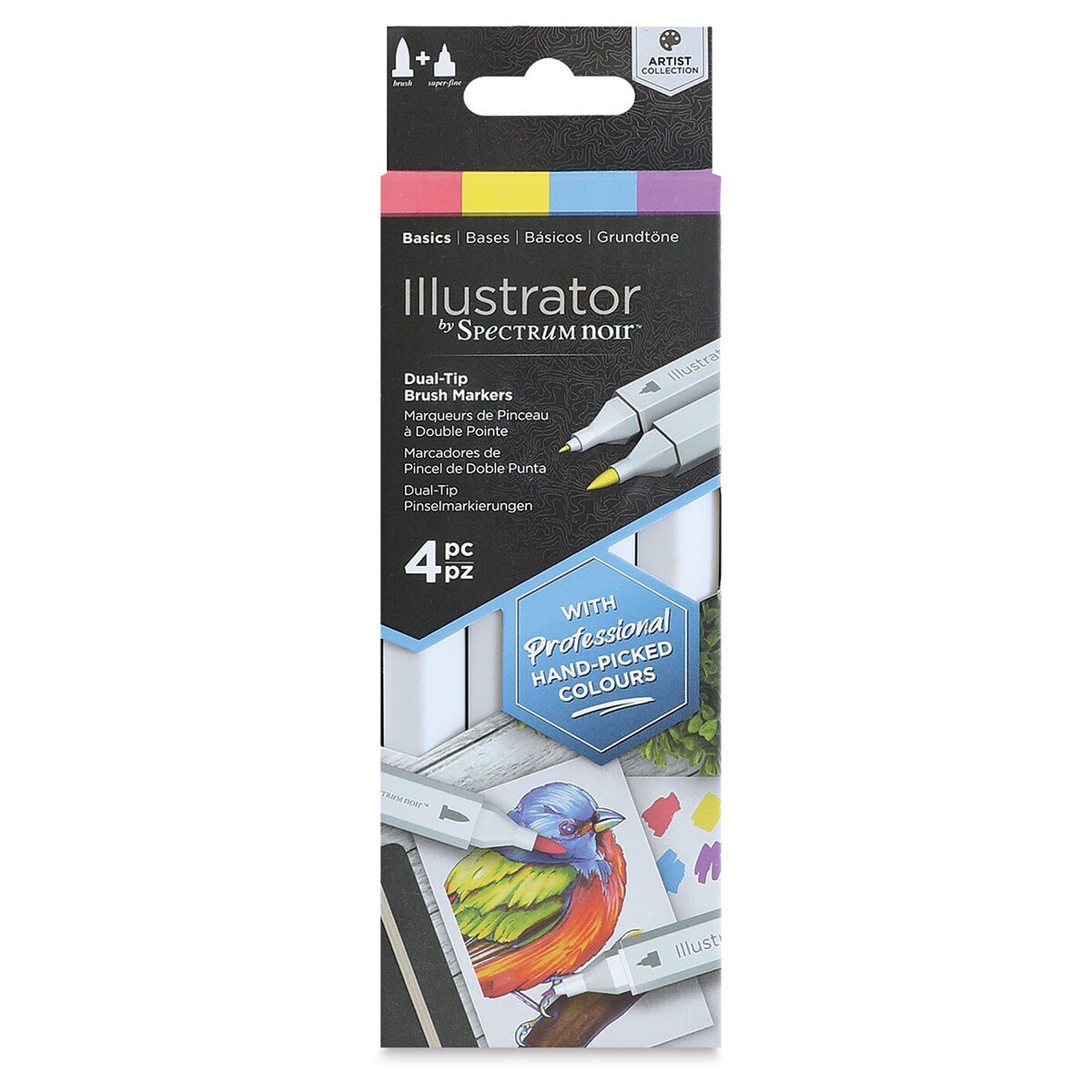 Spectrum Noir Illustrator Markers - Basic Colors, Set of 4