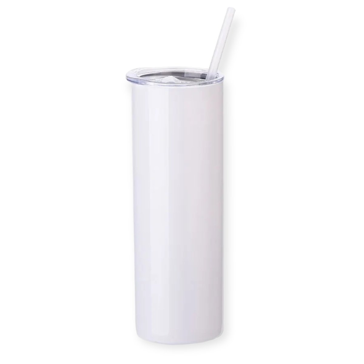 Sublimation Tumbler 20 oz GLOSSY Slim White STRAIGHT with PLASTIC STRAW ...